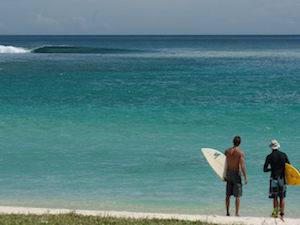 views of the perfect wave at the NomadTropical Surf Resort in Sumbawa
